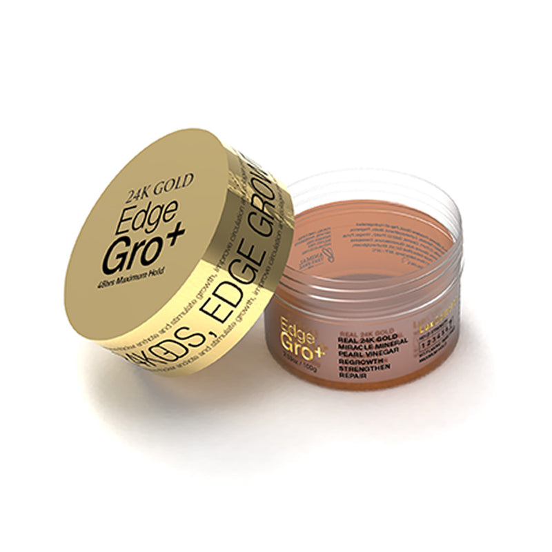 Lux Collection 24k Gold Edge Gro+ Lux 48 Hour Maximum Hold No Flaking Natural Formulation Revitalizing Hair Gel Tamer 3.53oz/100g
