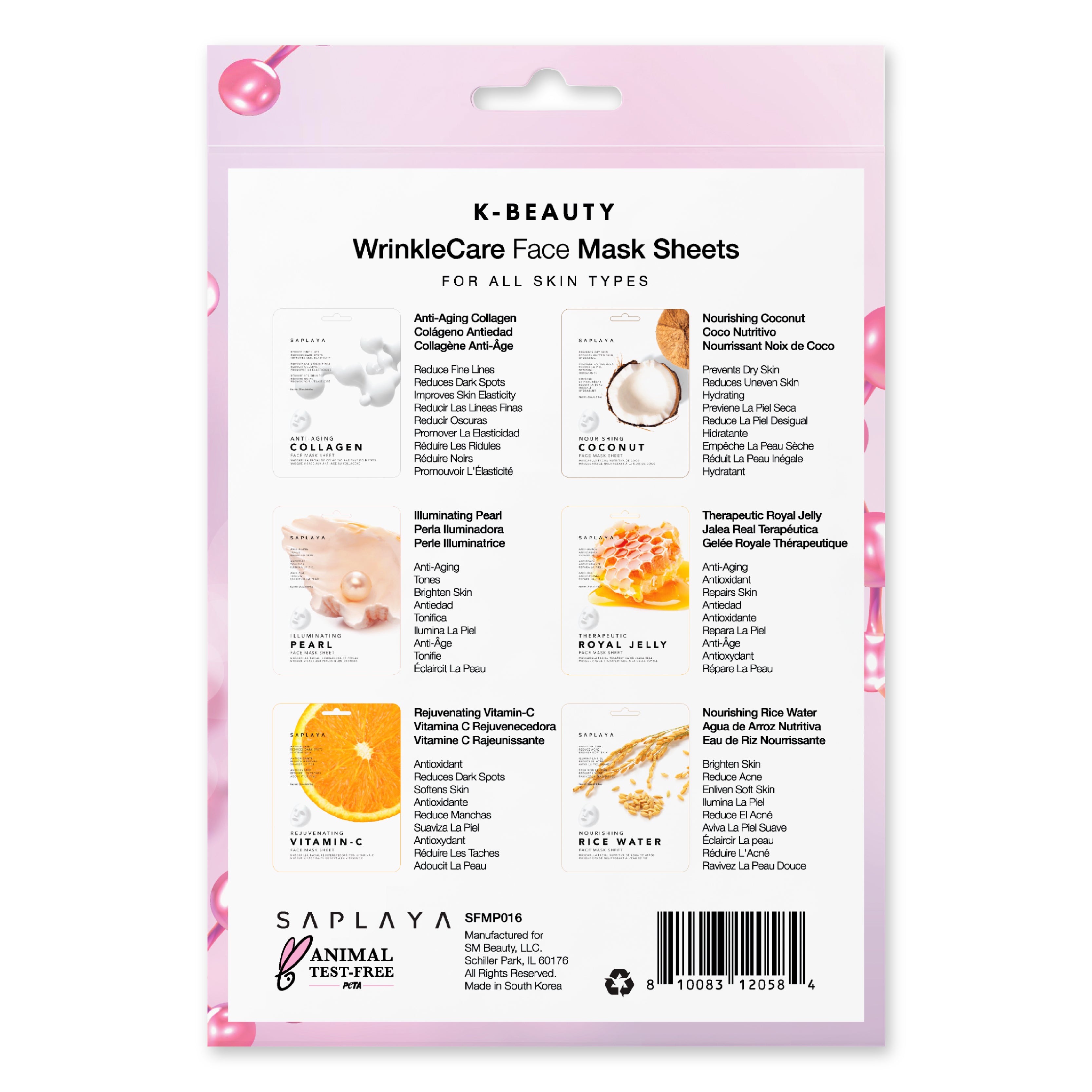 Saplaya - K-Beauty 6-Pack Face Mask Sheets | Wrinkle Care
