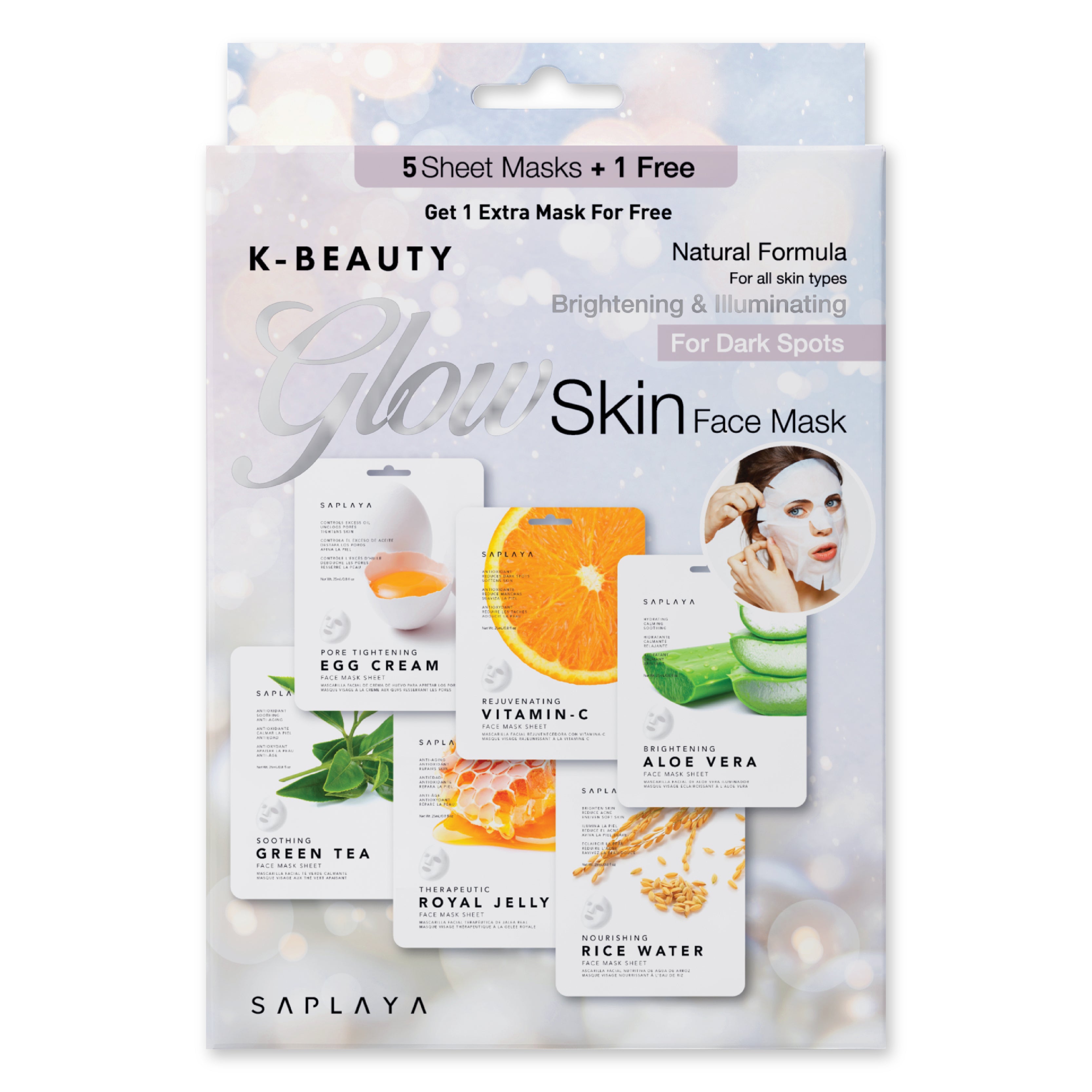 Saplaya - K-Beauty 6-Pack Face Mask Sheets | Glow Skin