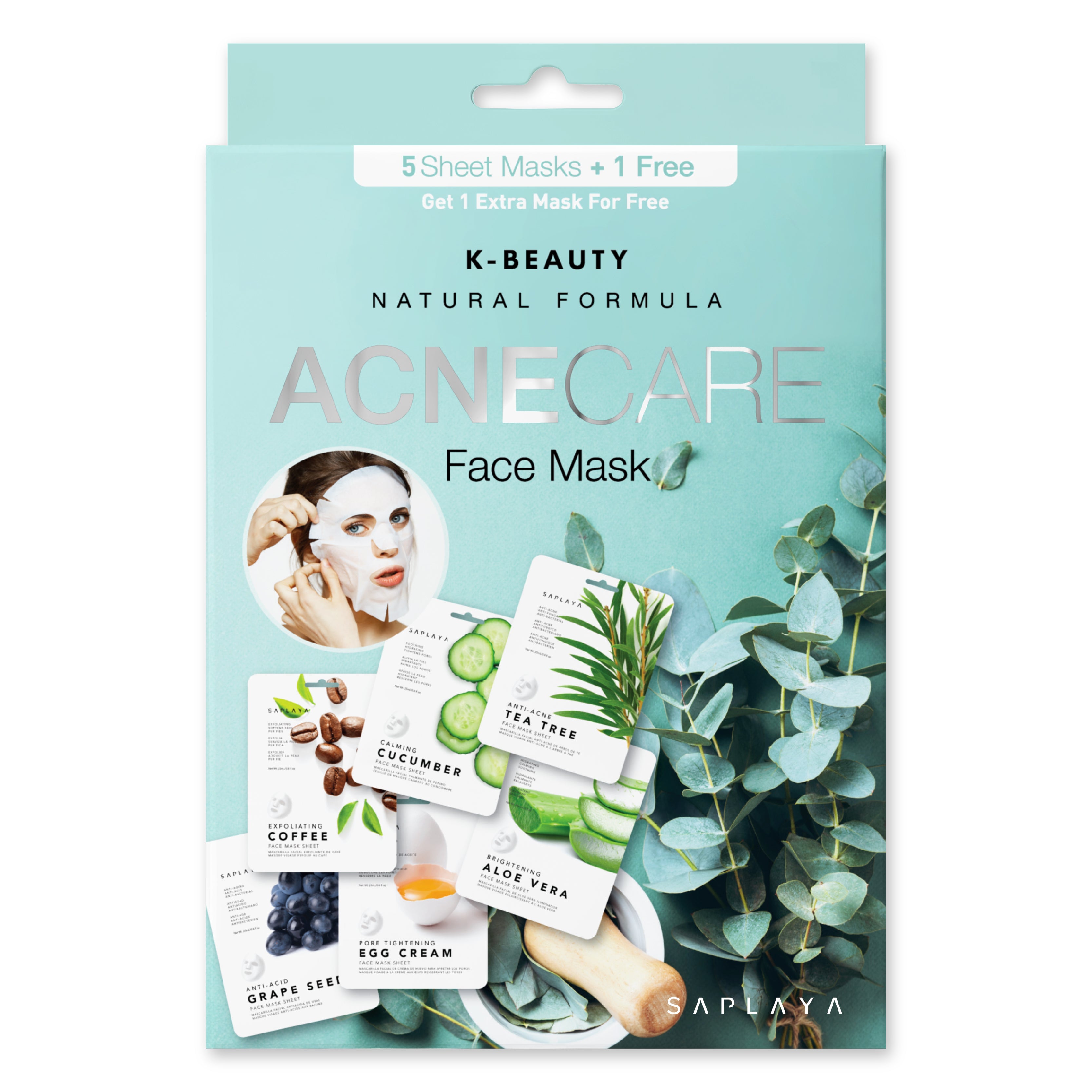 Saplaya - K-Beauty 6-Pack Face Mask Sheets | Acne Care