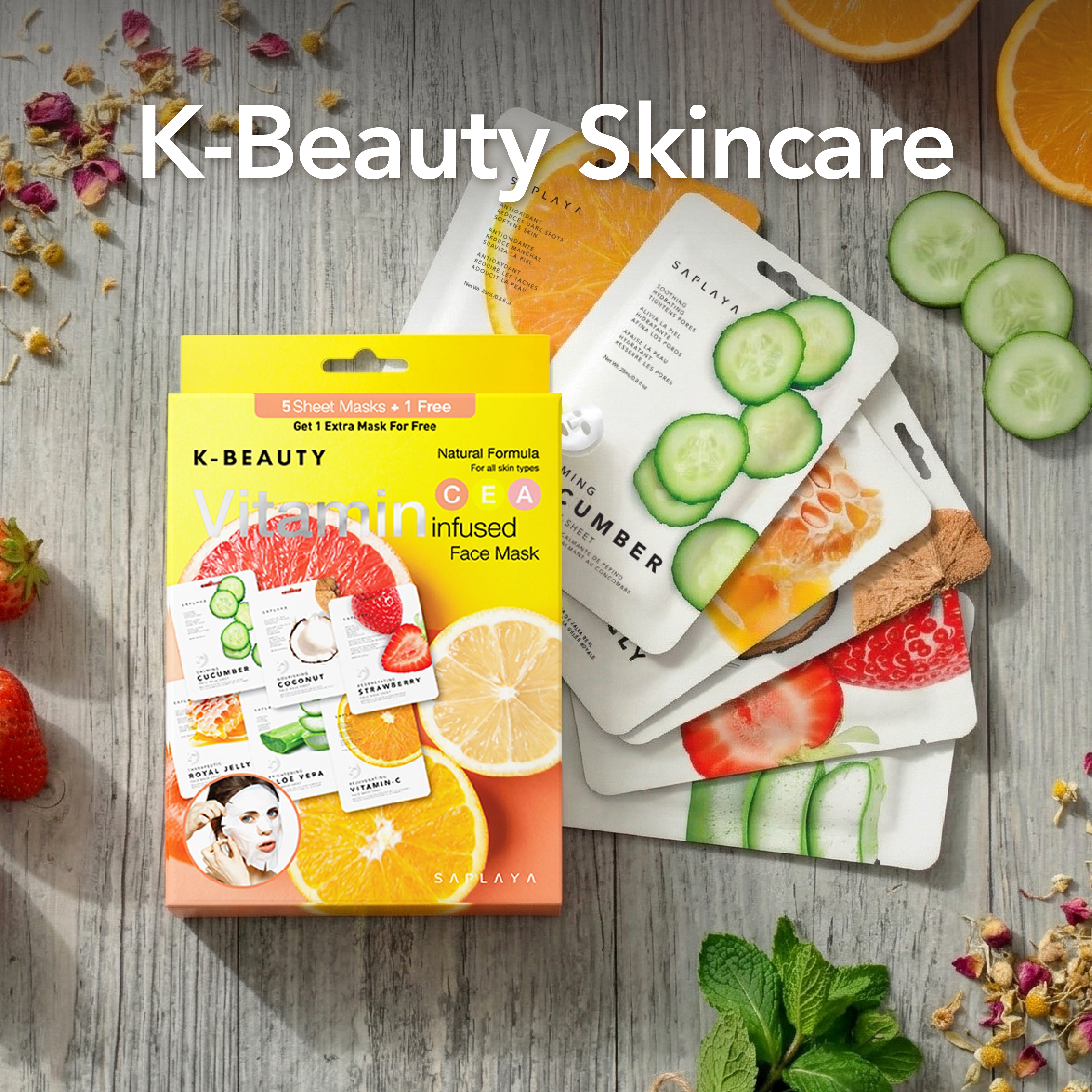 Saplaya - K-Beauty 6-Pack Face Mask Sheets | Vitamin