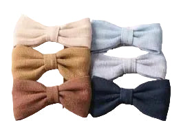 Linen Twill Mix Bow Clips