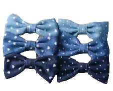 Spotted Denim Bowtie Clips