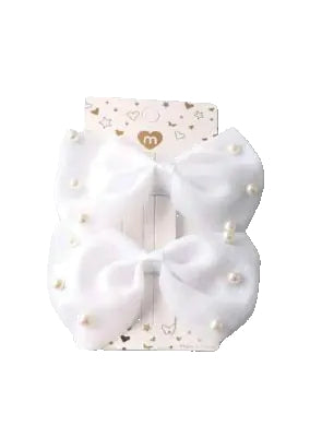 Pearl-Rimmed Bow Hair Clips