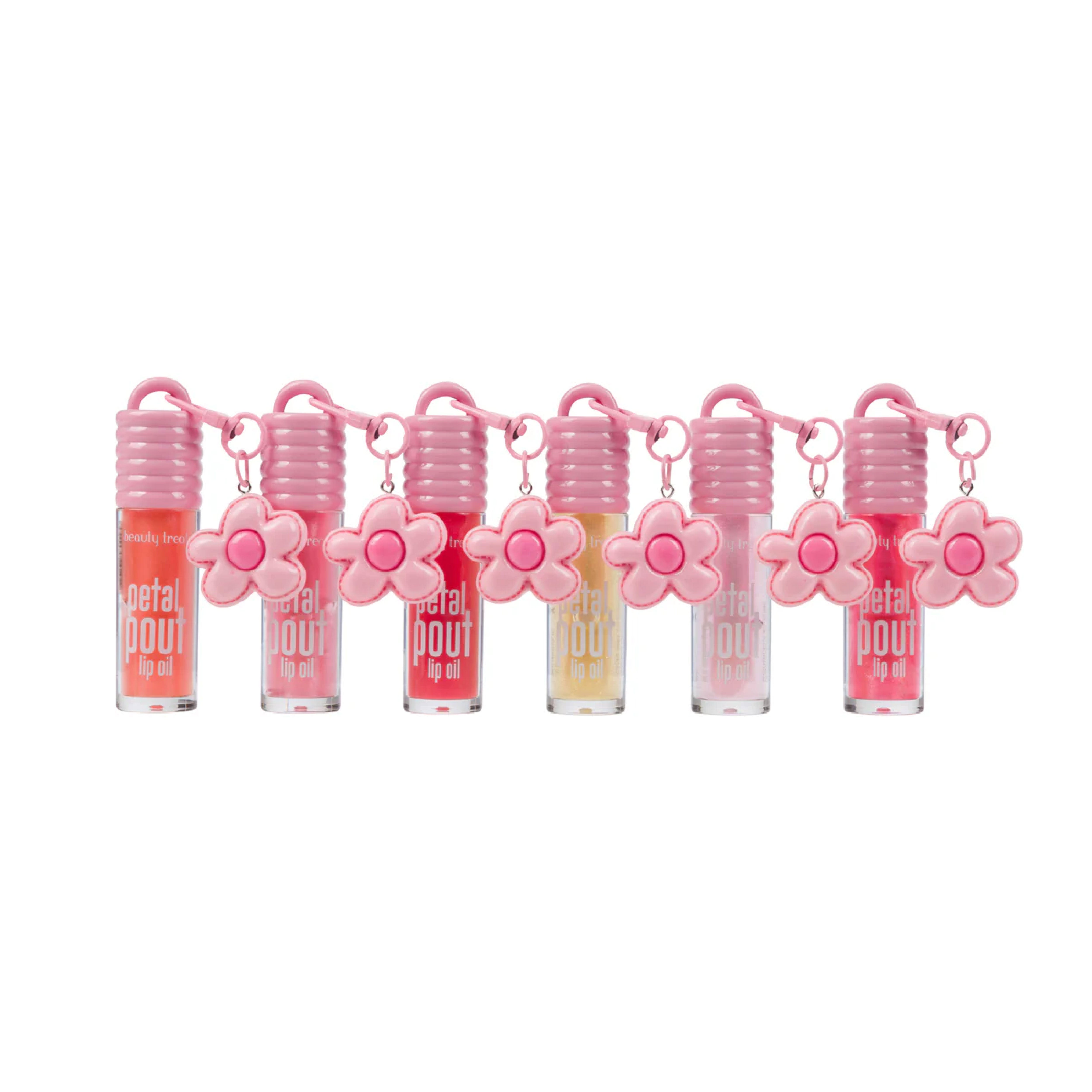 Beauty Treats Petal Pout Glossy Lip Oil Flower Keychain Display