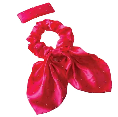 Studded Satin Clip Tail Scrunchie Set