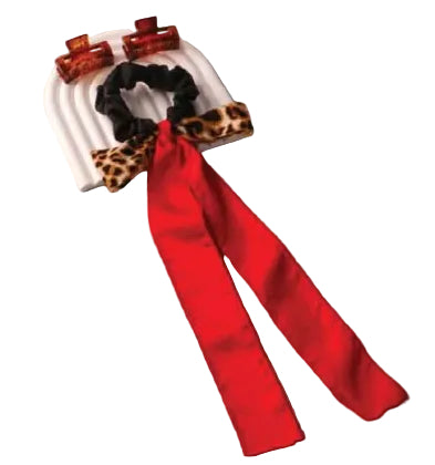 Cheetah Bow Tail Scrunchie Claw Clip Set