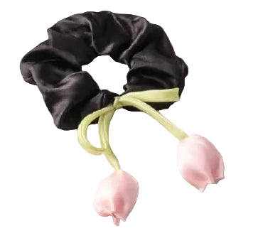 Tulip Bow Silk Scrunchie