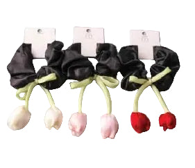Tulip Bow Silk Scrunchie