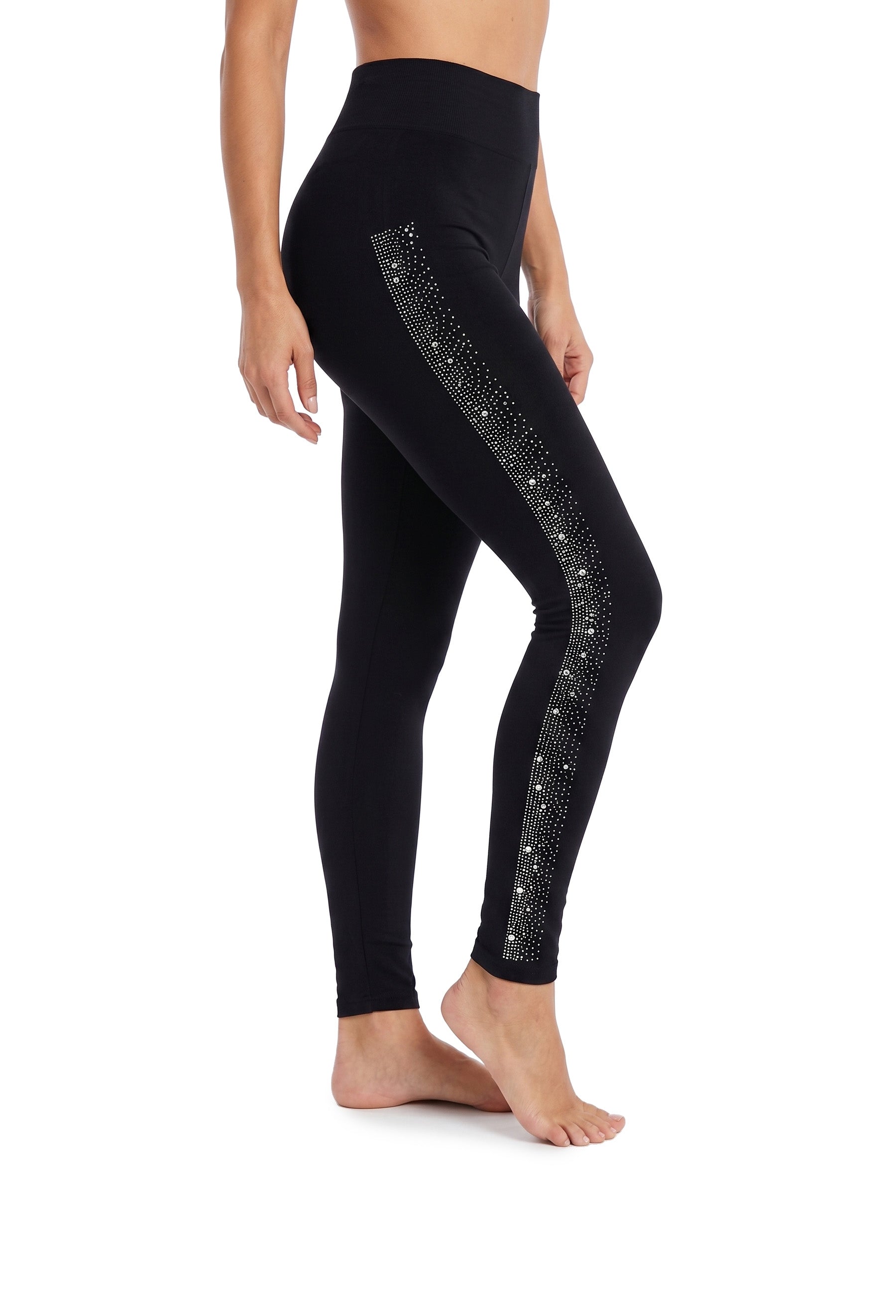 Leggings Rhinestone Studded Lines 2