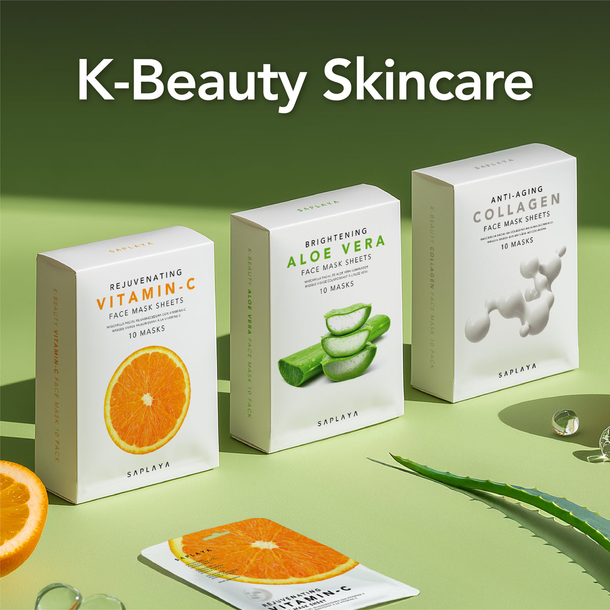 Saplaya - K-Beauty Collagen 10pc Face Mask Pack
