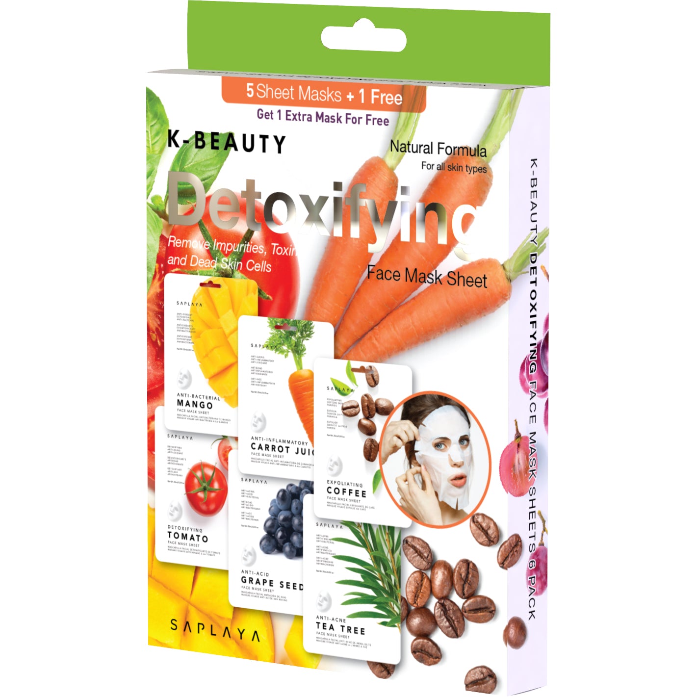 Saplaya - K-Beauty 6-Pack Face Mask Sheets | Detoxifying
