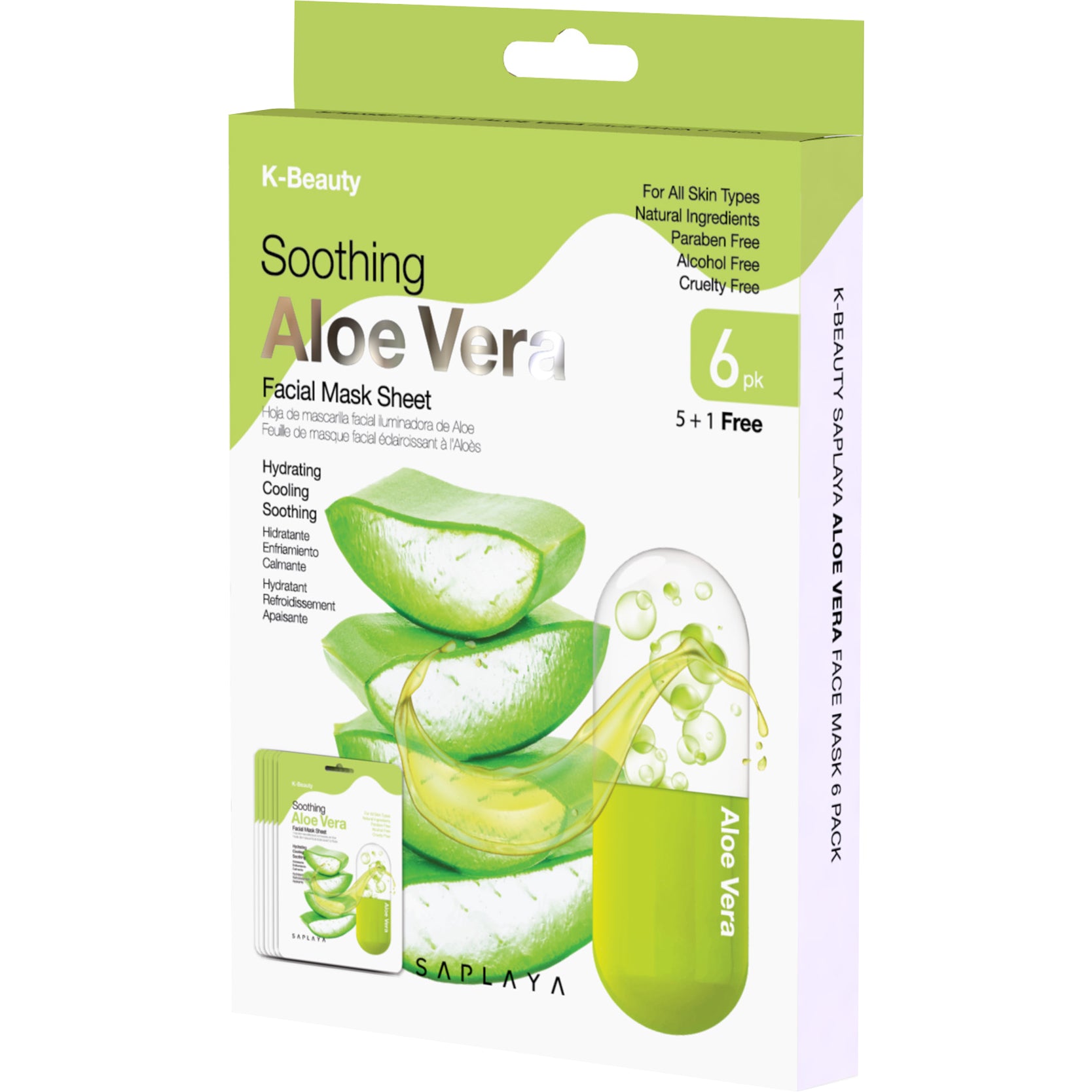 Saplaya - K-Beauty 6-Pack Face Mask Sheets | Aloe Vera