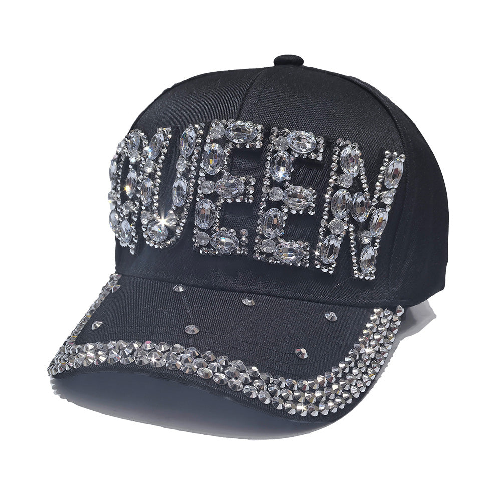 Rhinestone Denim Baseball Cap - QUEEN