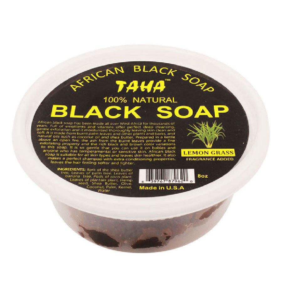TAHA - Black Soap Tub 8 oz - Lemon Grass