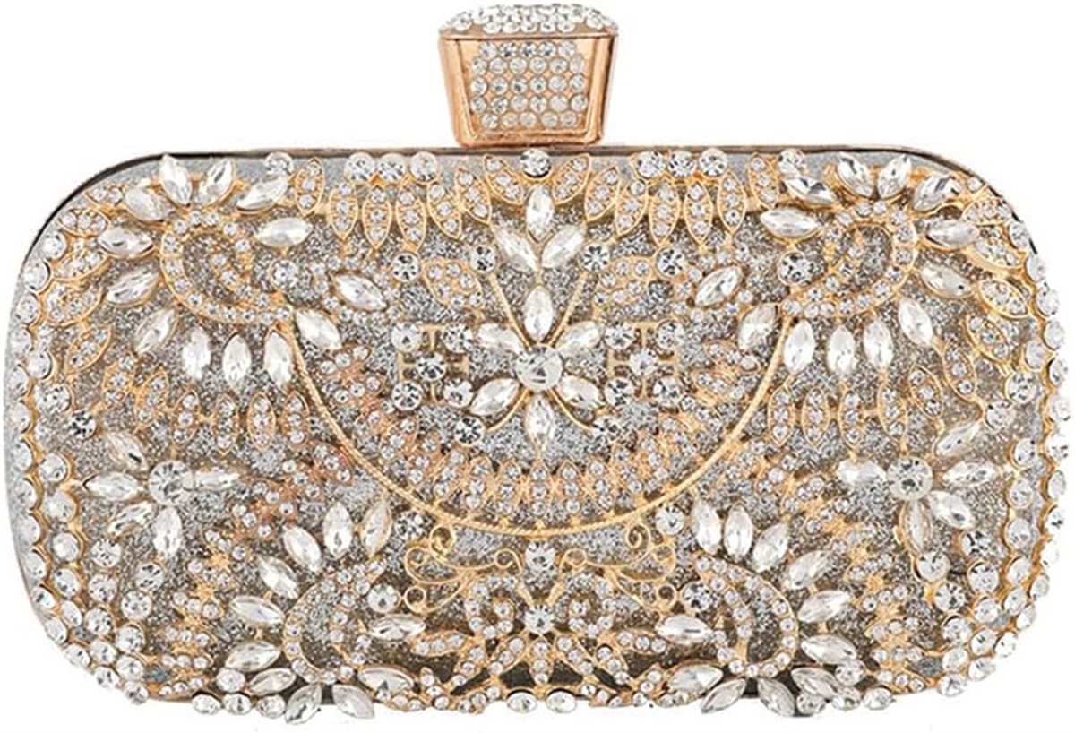 Luxury Crystal Floral Embellished Evening Box Clutch