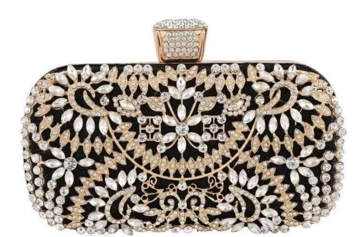 Luxury Crystal Floral Embellished Evening Box Clutch