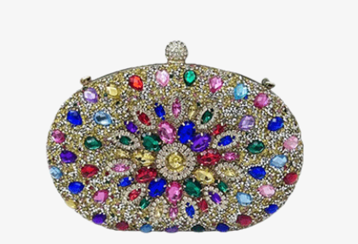 Gemstone Encrusted Oval Evening Clutch