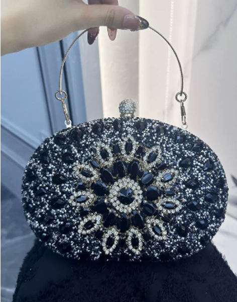 Gemstone Encrusted Oval Evening Clutch