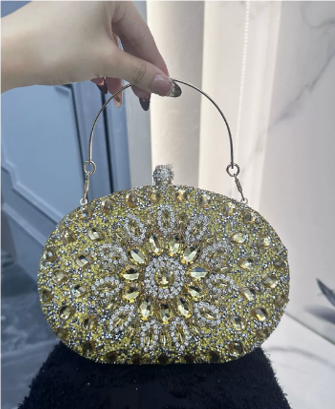 Gemstone Encrusted Oval Evening Clutch