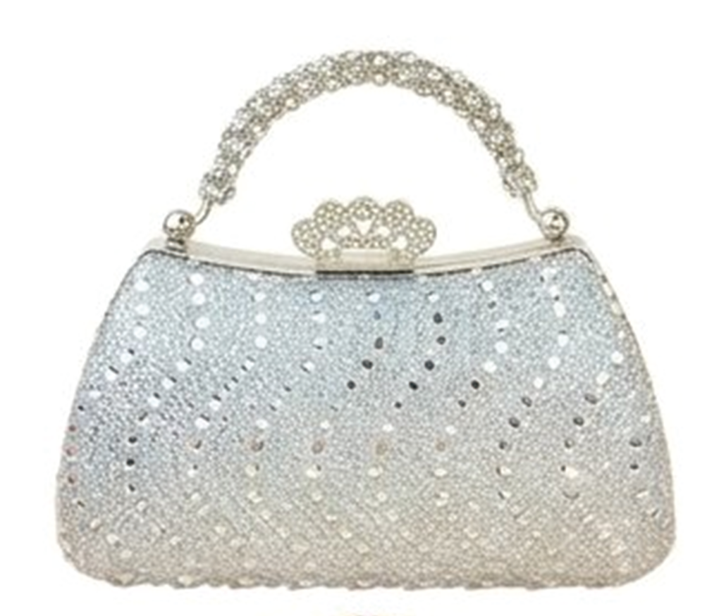 Crystal Embellished Evening Bag with Rhinestone Handle