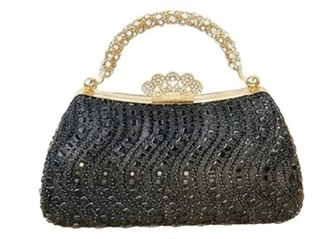 Crystal Embellished Evening Bag with Rhinestone Handle