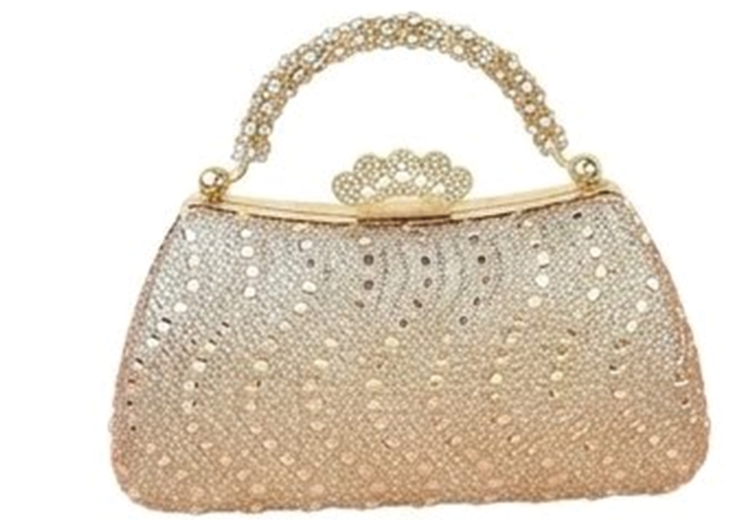 Crystal Embellished Evening Bag with Rhinestone Handle