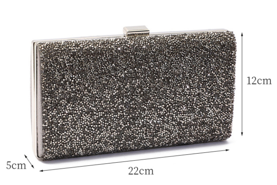 Crystal Rhinestone Hard-Shell Evening Box Clutch