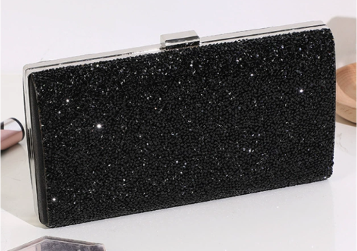 Crystal Rhinestone Hard-Shell Evening Box Clutch