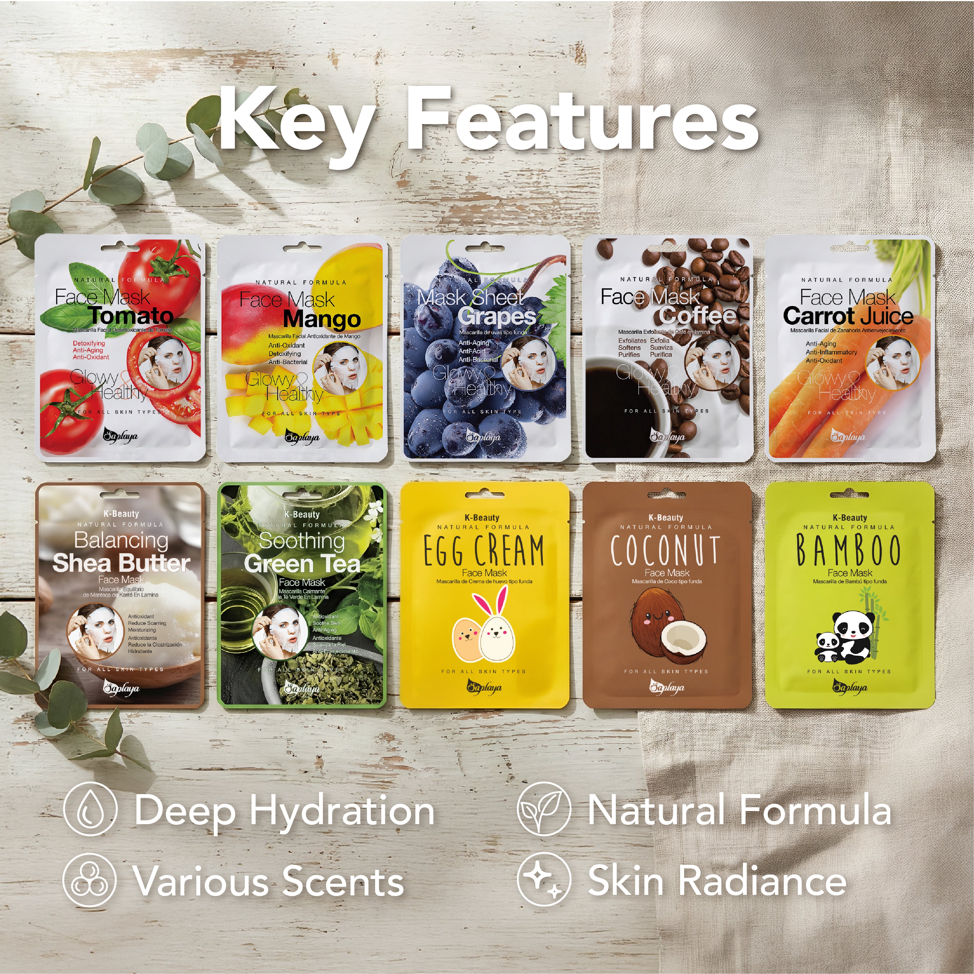 Saplaya - K-Beauty Face Mask Sheets | Coconut