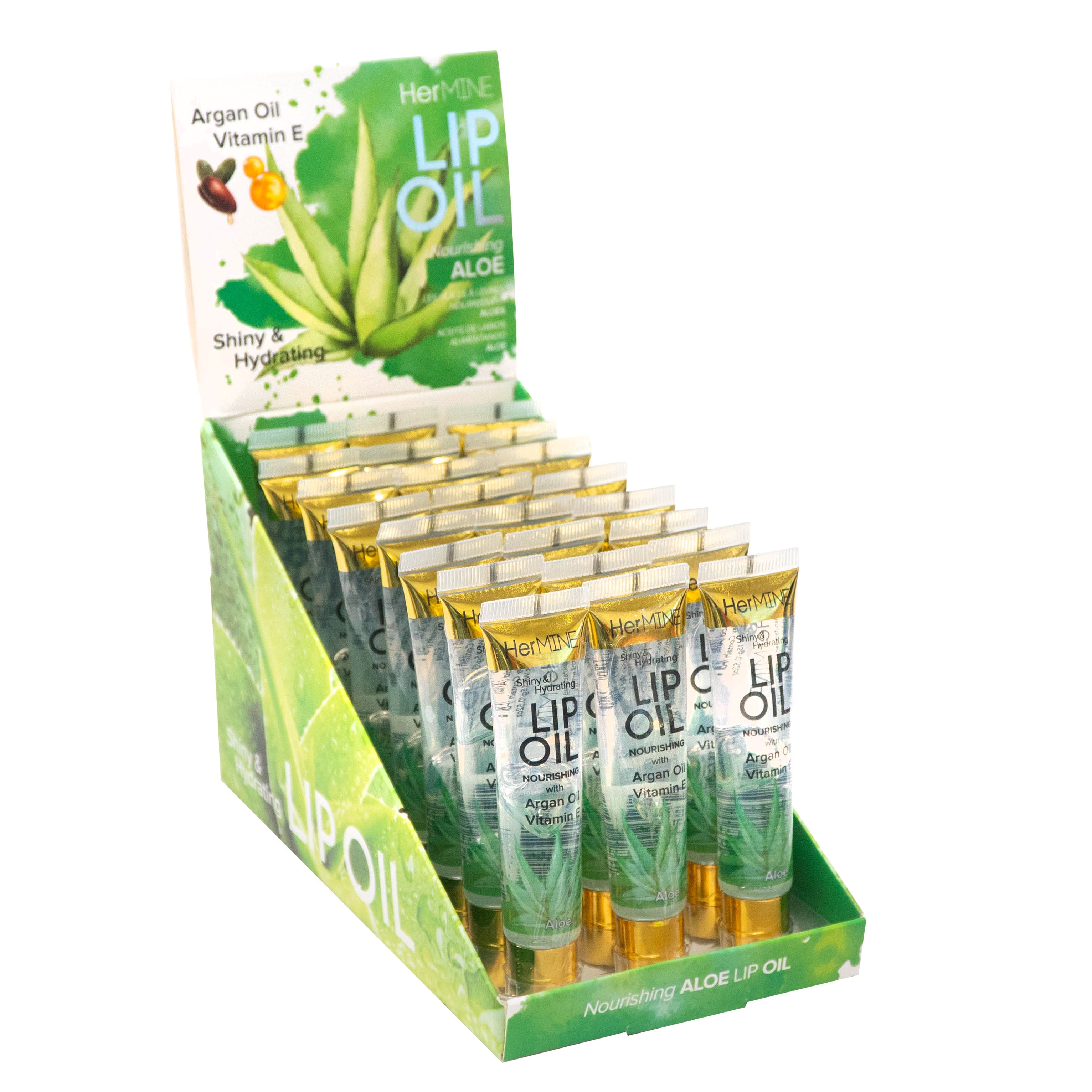 HerMine - Lip Oil 24 Piece Display Aloe