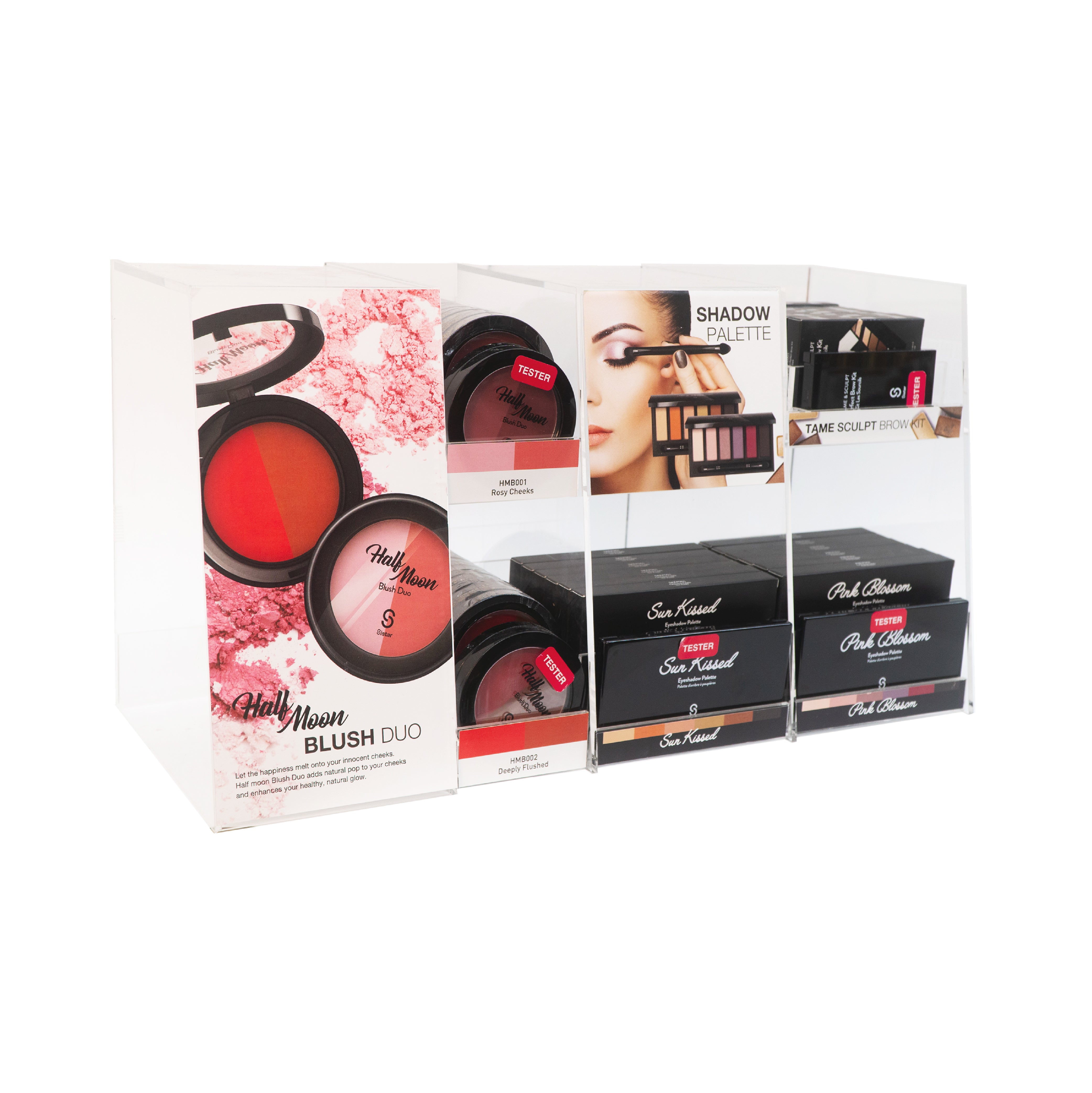 Sistar - Blush & Tame and Sculpt Eyebrow & Eyeshadow Palette | Acrylic Display