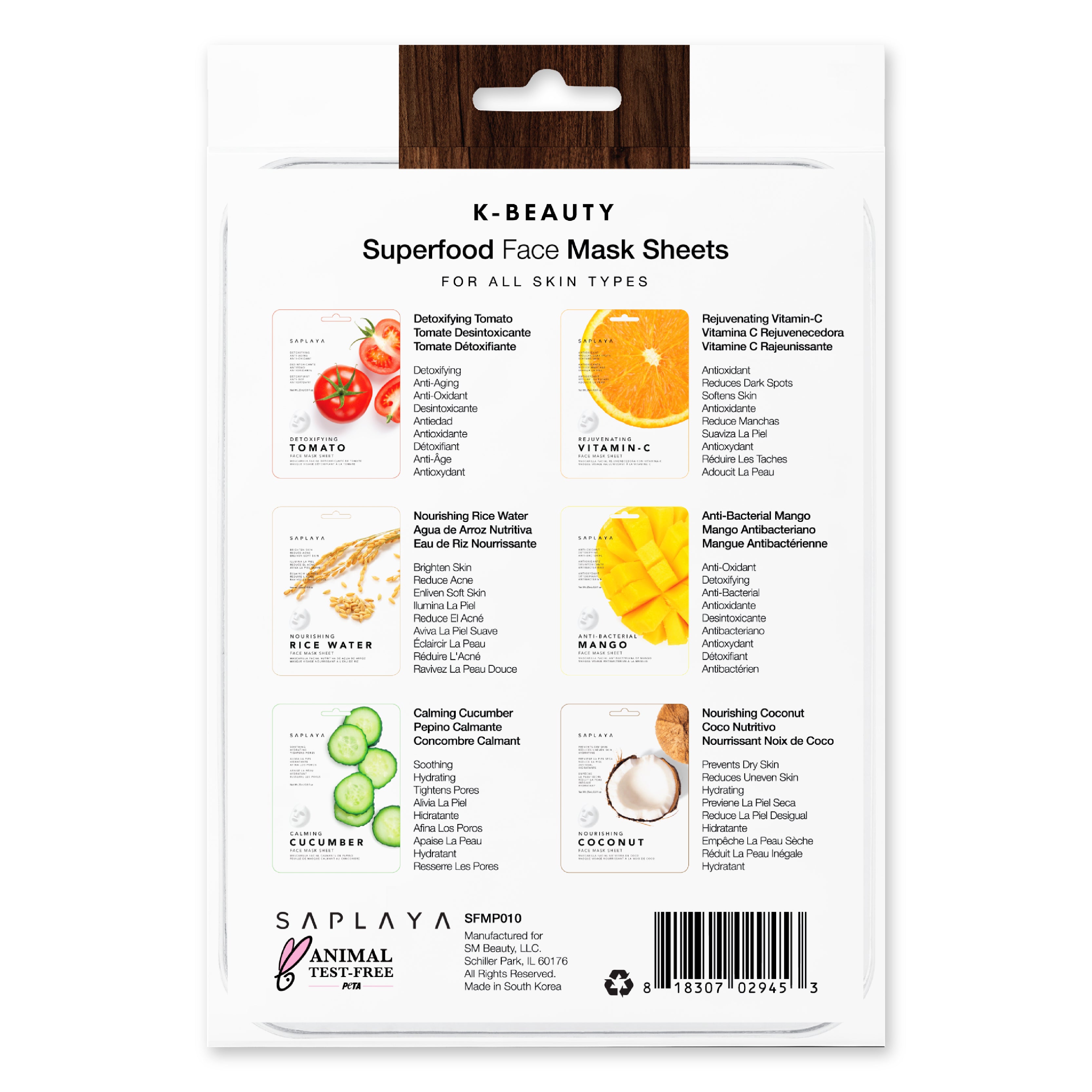 Saplaya - K-Beauty 6-Pack Face Mask Sheets | Super Food