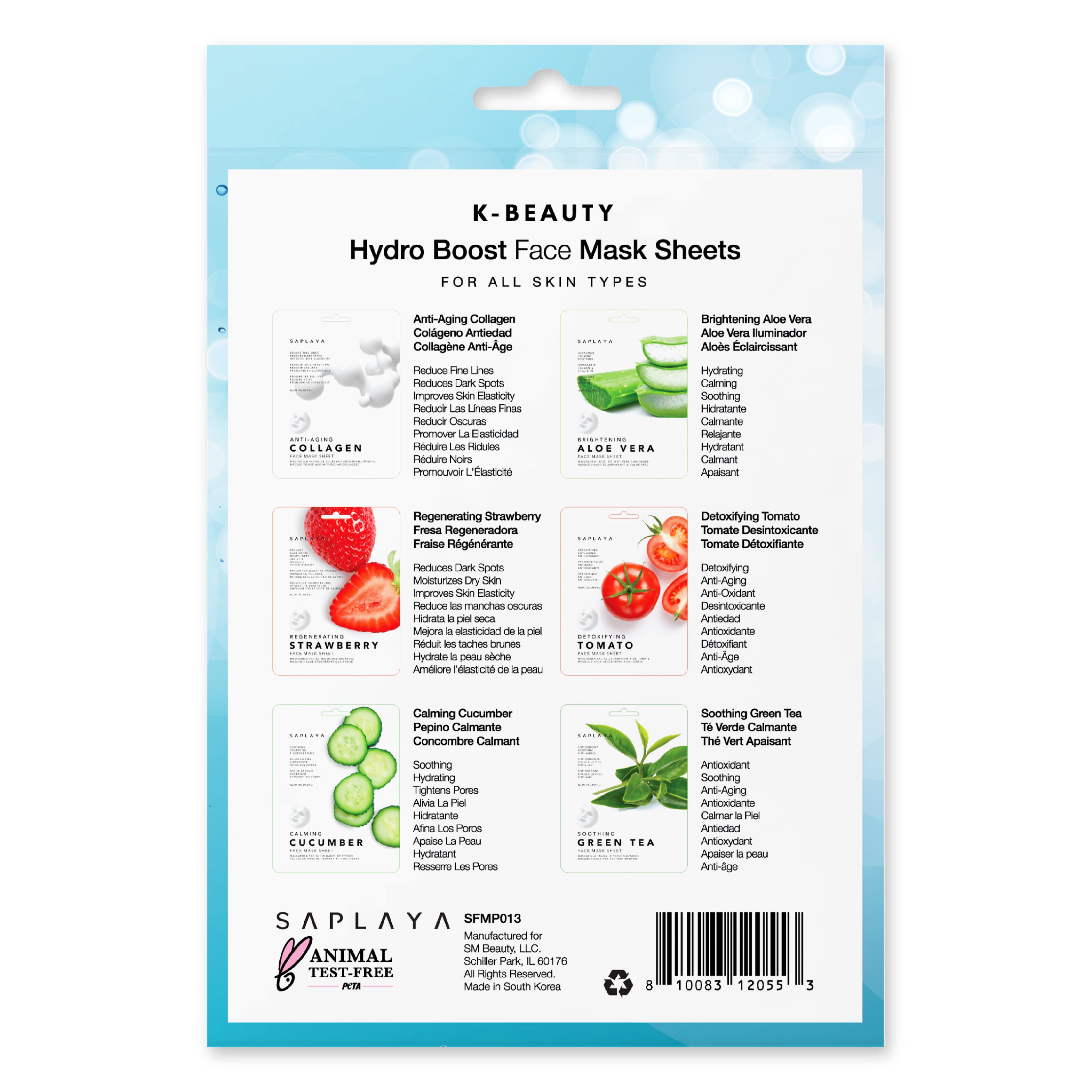 Saplaya - K-Beauty 6-Pack Face Mask Sheets | Hydro Boost