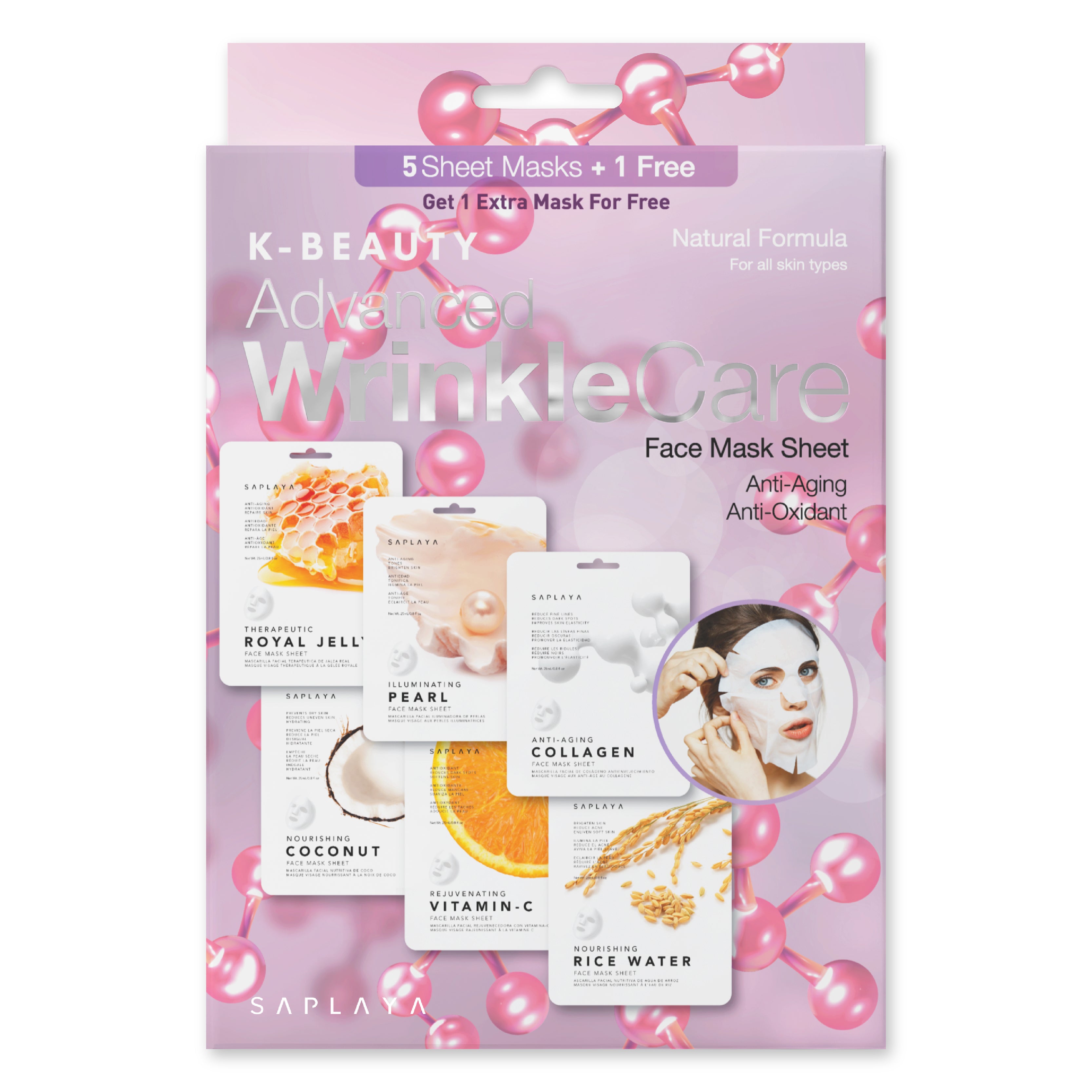 Saplaya - K-Beauty 6-Pack Face Mask Sheets | Wrinkle Care