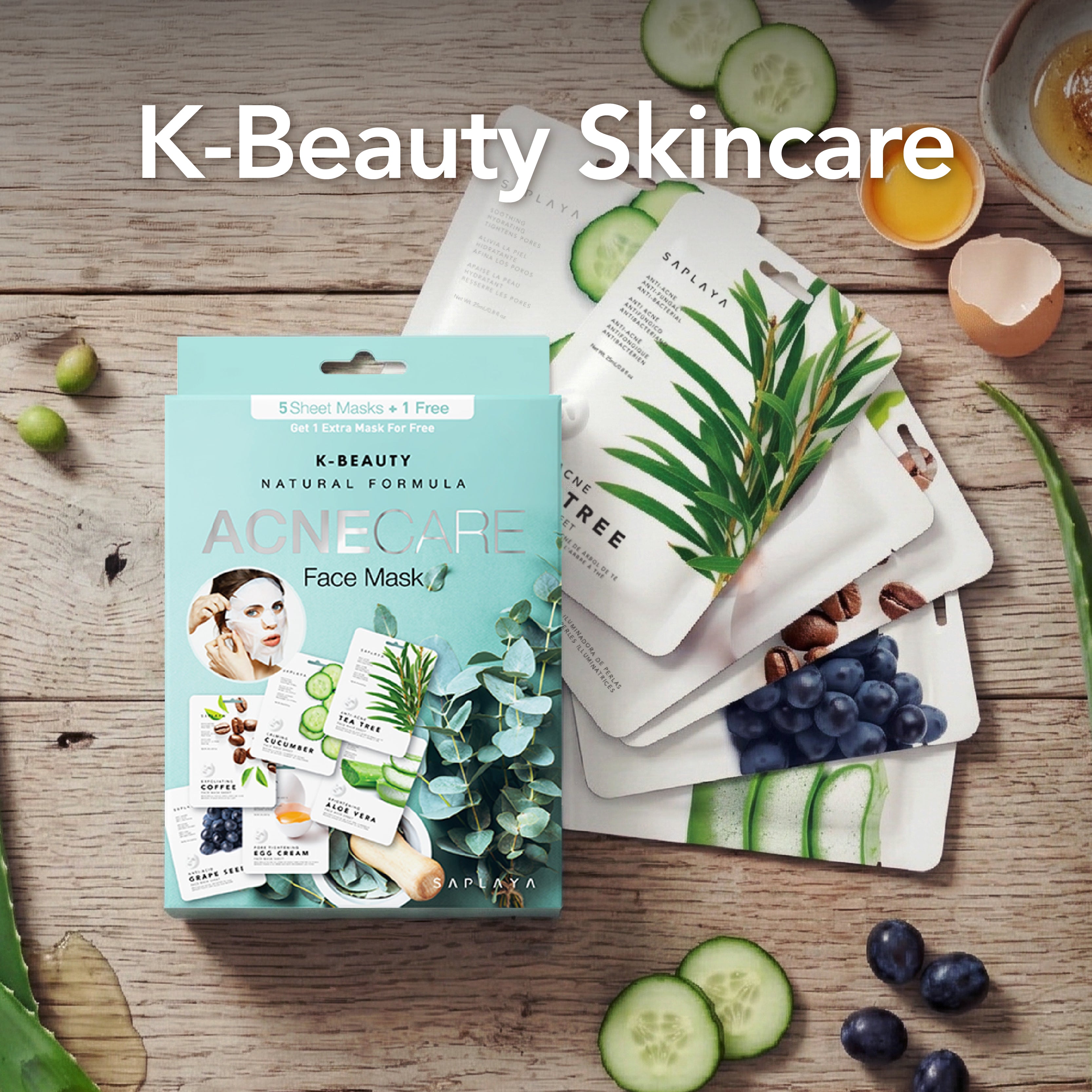 Saplaya - K-Beauty 6-Pack Face Mask Sheets | Acne Care