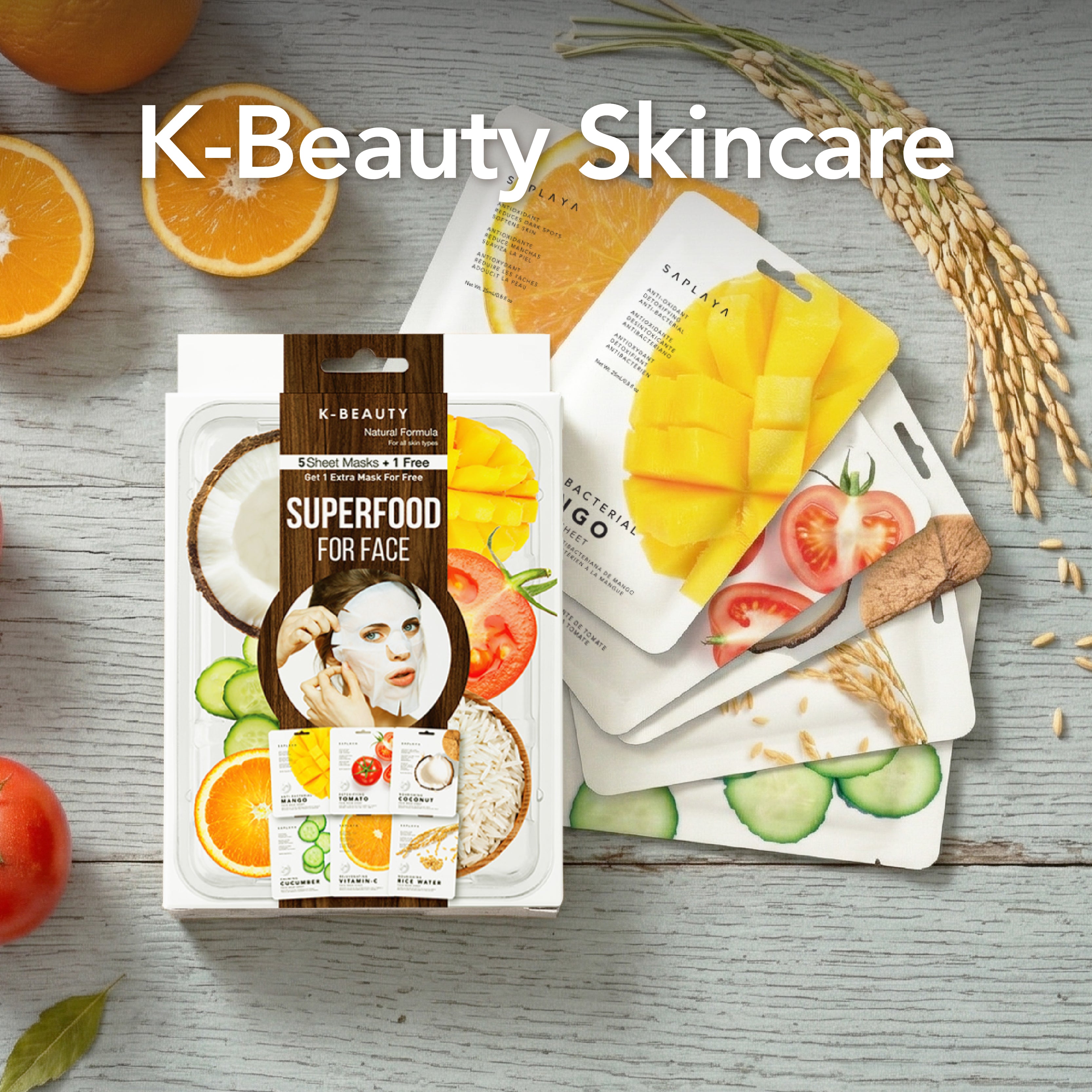Saplaya - K-Beauty 6-Pack Face Mask Sheets | Super Food