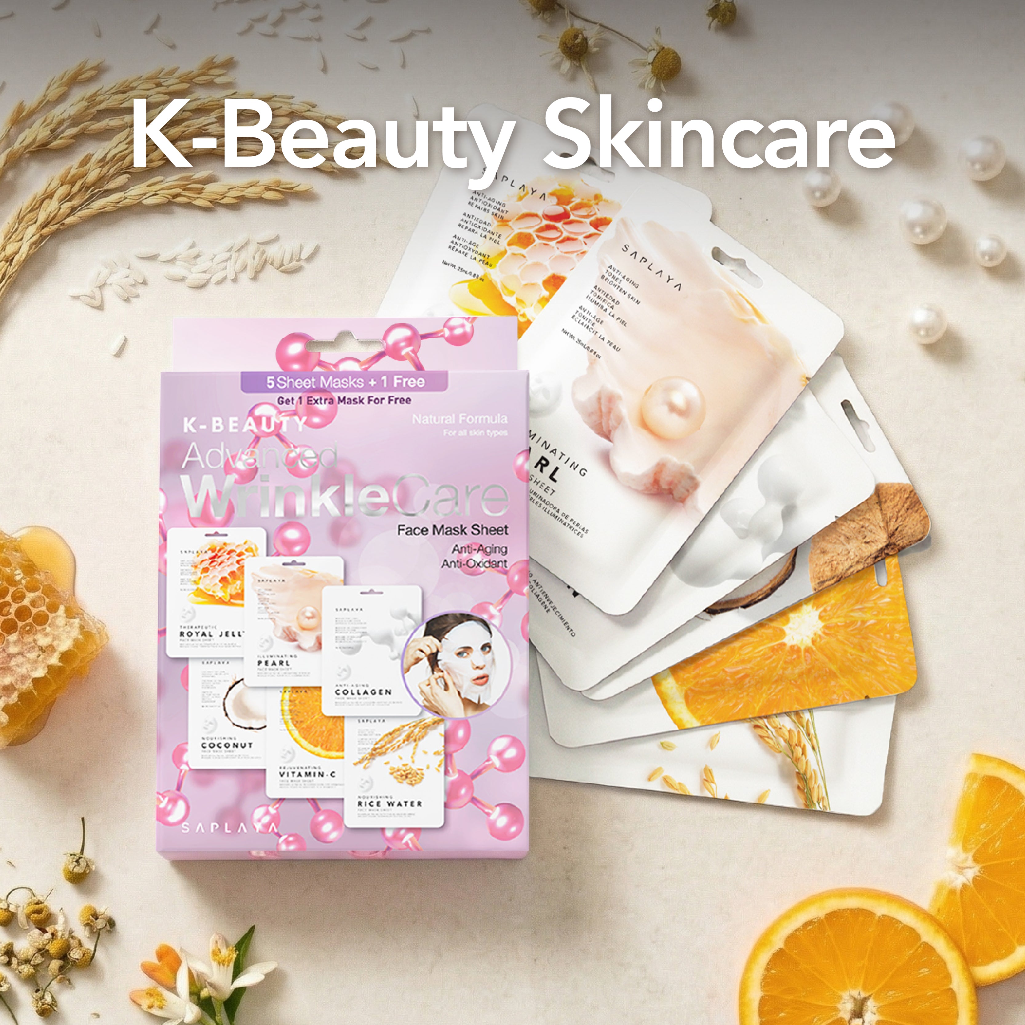 Saplaya - K-Beauty 6-Pack Face Mask Sheets | Wrinkle Care