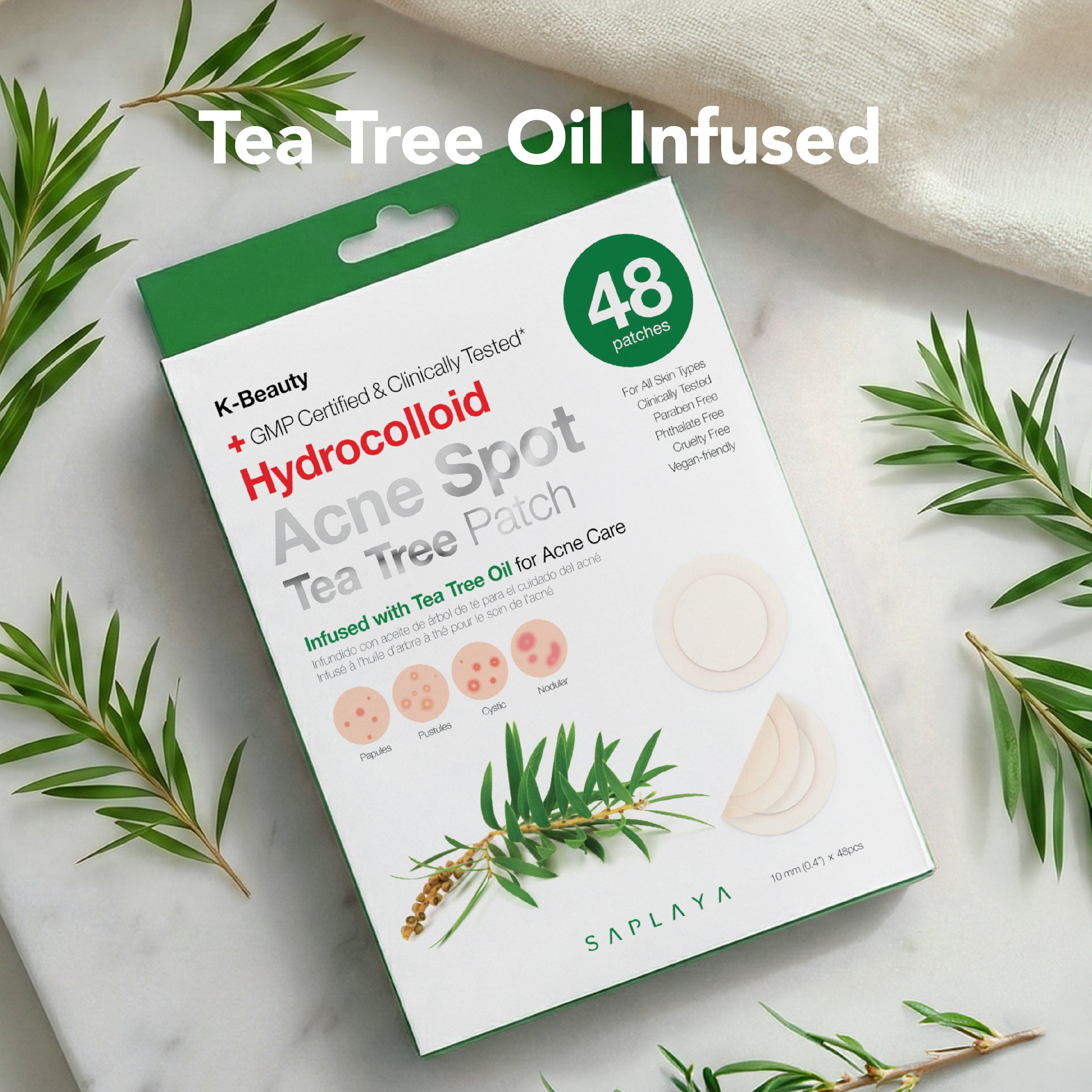 Saplaya - Hydrocolloid Acne Spot Tea Tree Healing Patch