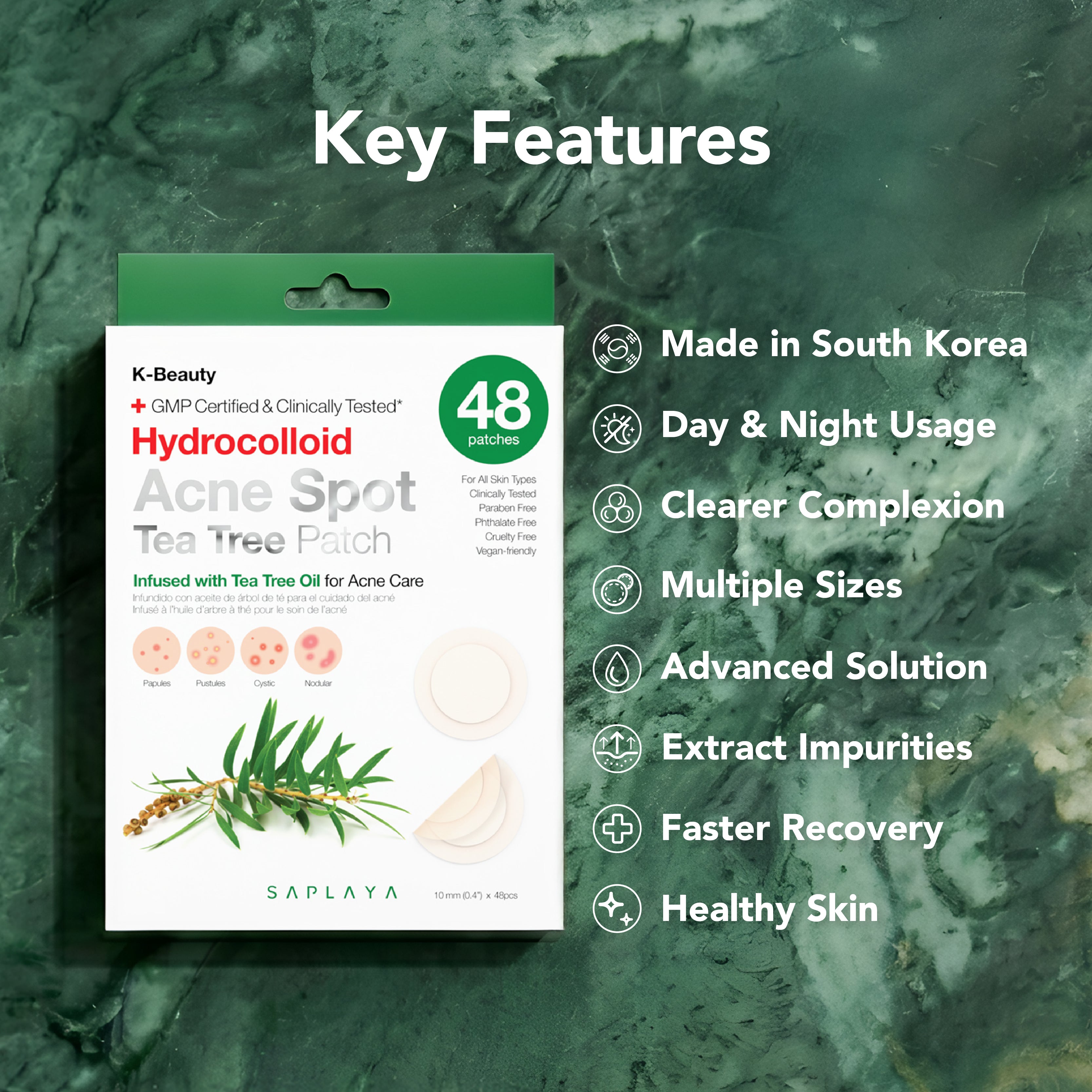 Saplaya - Hydrocolloid Acne Spot Tea Tree Healing Patch