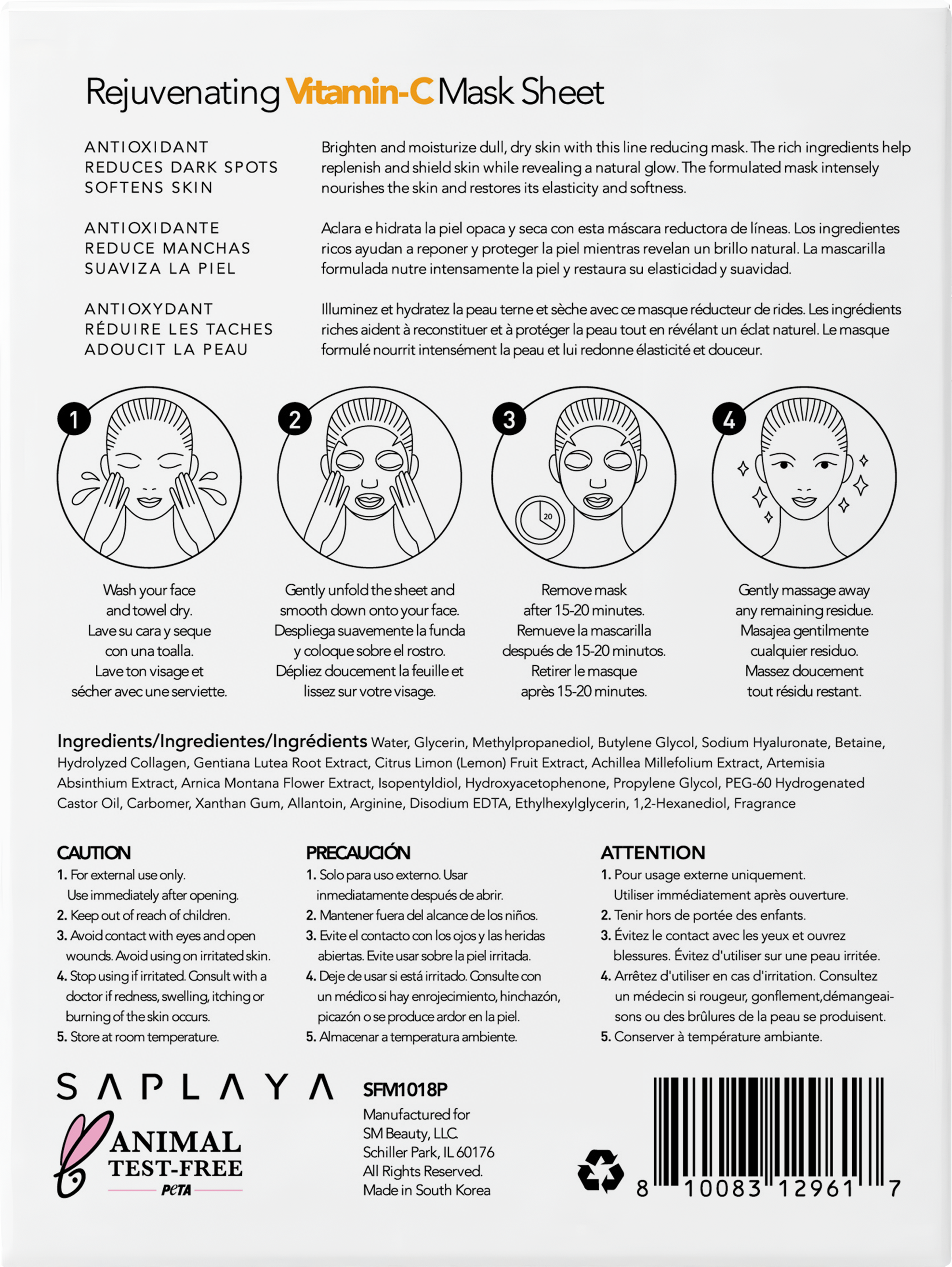 Saplaya - K-Beauty Vitamin-C 10pc Face Mask Pack