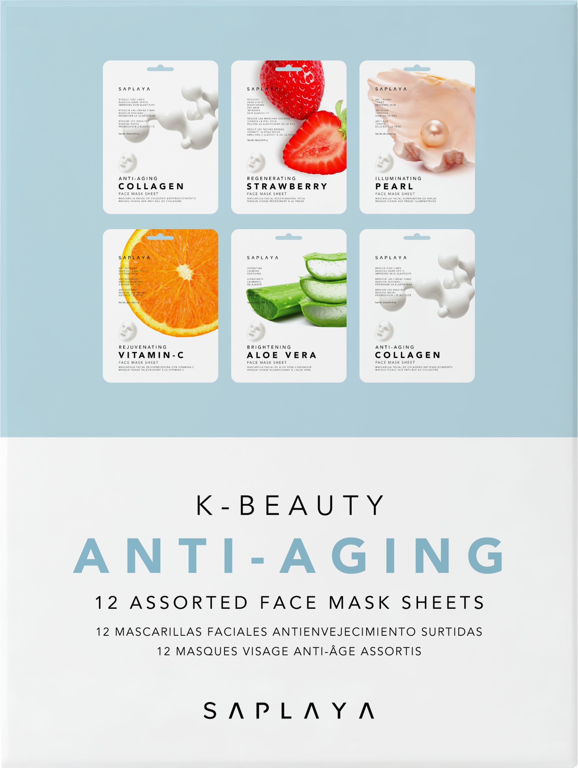 Saplaya - K-Beauty Anti-Aging 12pc Face Mask Pack
