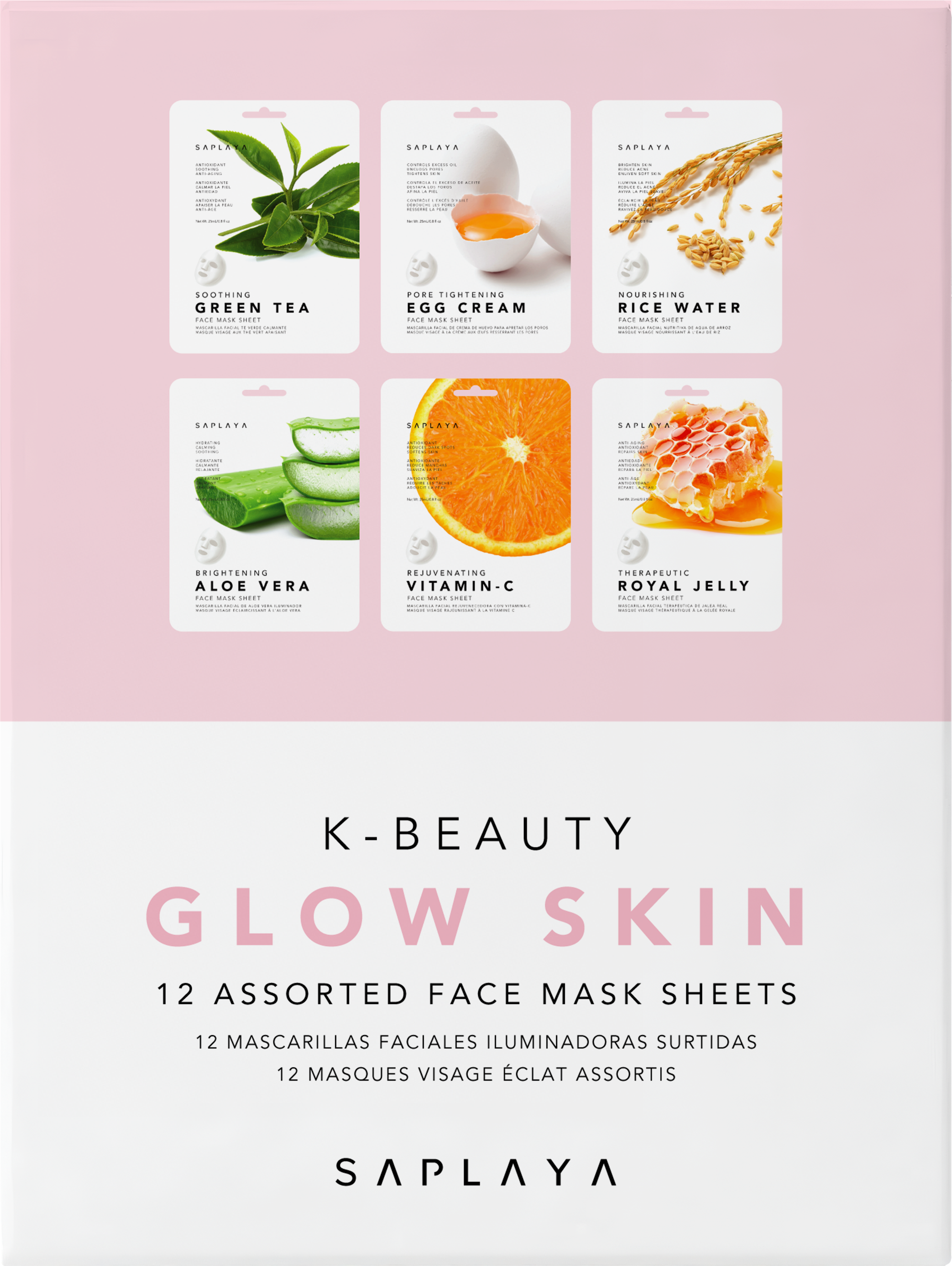 Saplaya - K-Beauty Glow Skin 12pc Face Mask Pack