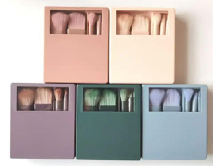 Travel Makeup Brush Set with Case & Mirror