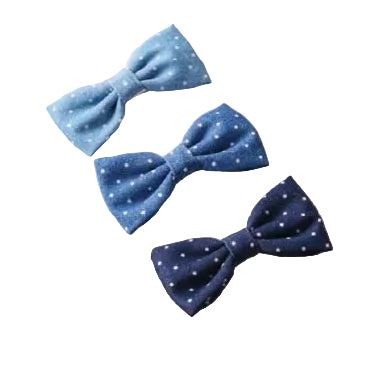Spotted Denim Bowtie Clips