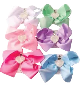 Pearl Heart Wing Bow Clip