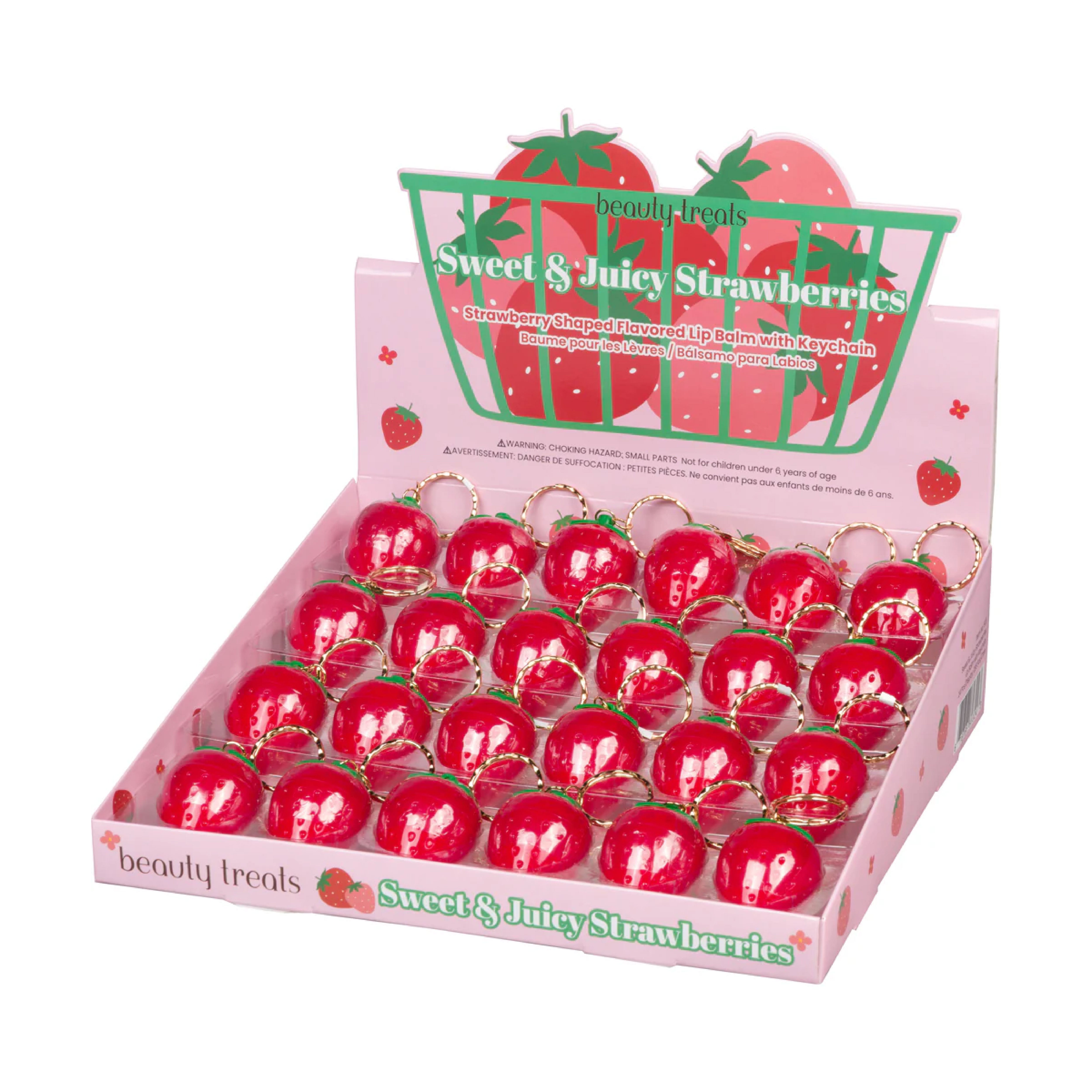 Beauty Treats Sweet & Juicy Strawberries Lip Balm Keychain Display