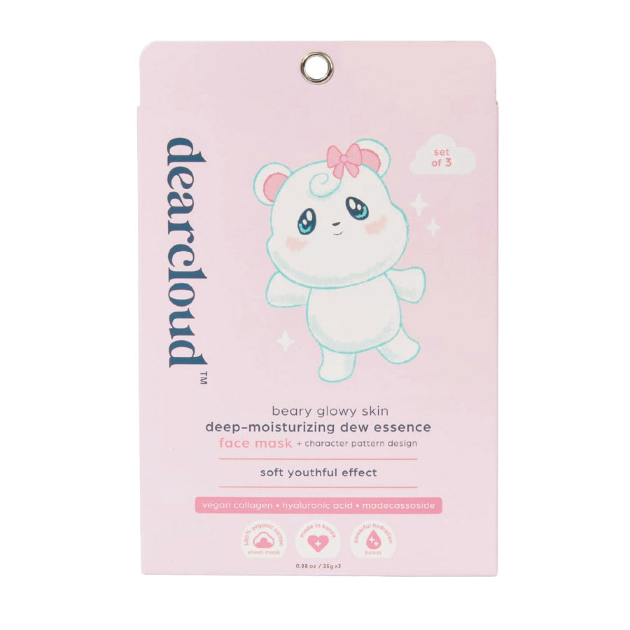 dearcloud Beary Glowy Skin Dew Essence Face Mask 3 Pack