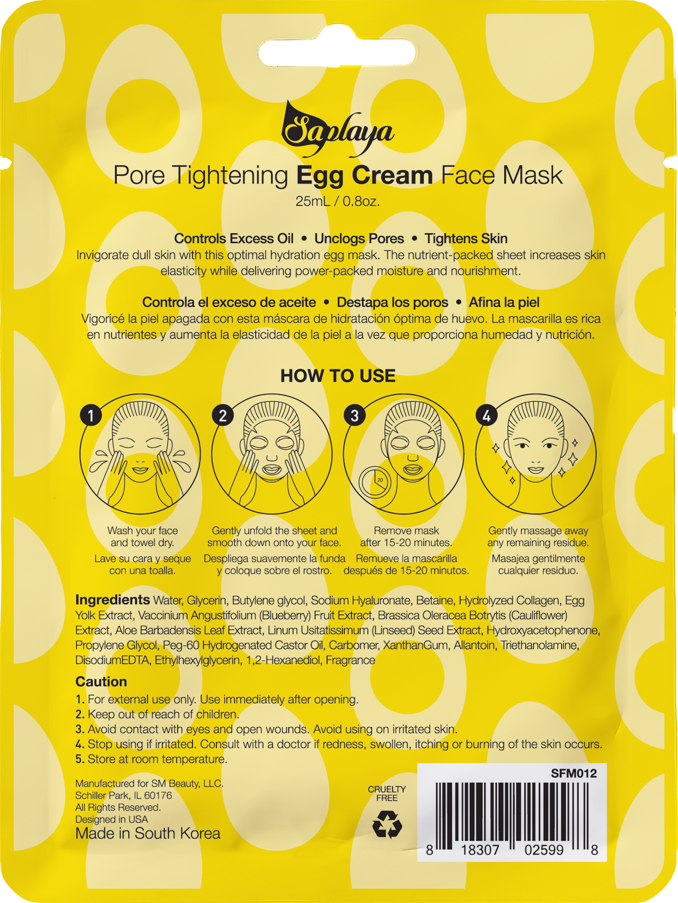 Saplaya - K-Beauty Face Mask Sheets | Egg Cream