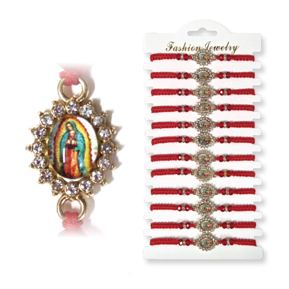 Adjustable Bracelet with Rhinestone - Holy Mary (12 PCS)